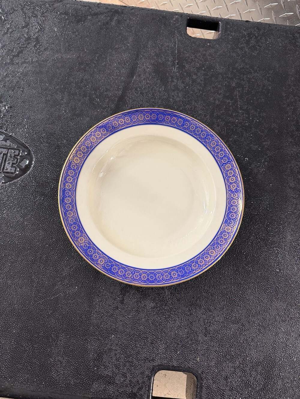 Hutschenreuther Evelyn Rim Soup Bowl Germany Blue Gold Pattern